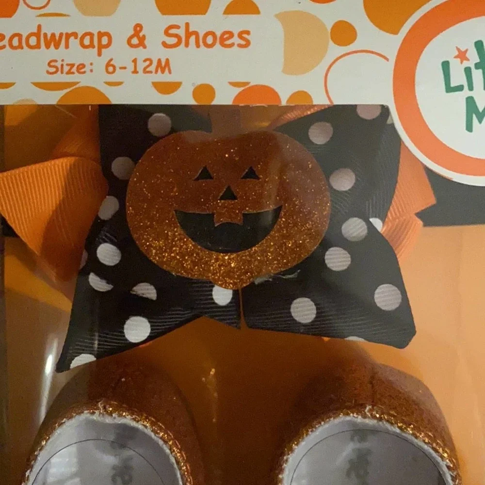 NWT Little Me Halloween Headwrap & Shoes